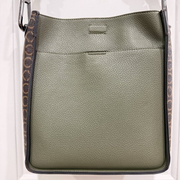 EUC Calvin Klein Olive Green & Brown Monogram Crossbody Bag - Picture 4 of 6